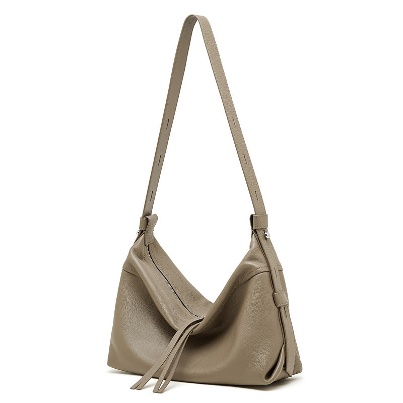 Women’s Minimalist Fashion Leather Hobo Shoulder Bag-RAIIFY