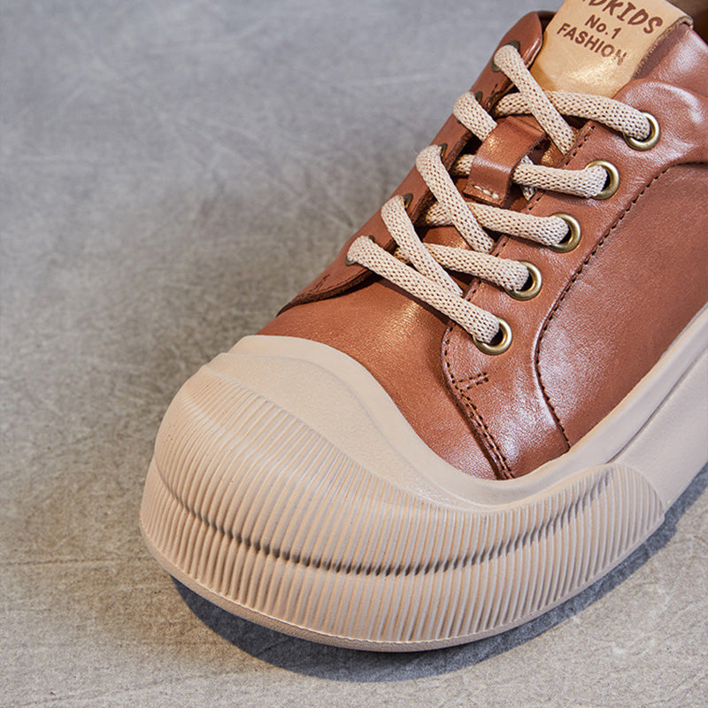 Women Stylish Leather Thick Soled Casual Shoes-RAIIFY