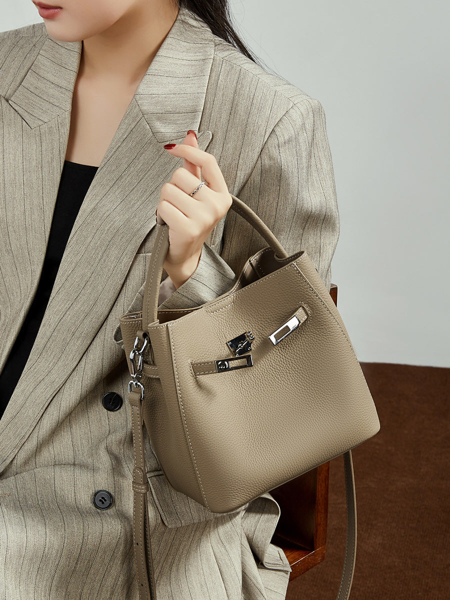 Women's Fashion Leather Mini Bucket Bag-RAIIFY