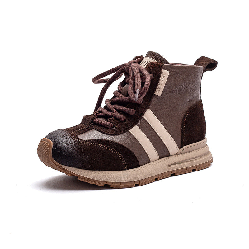 Women's Fashion Color-Blocked Flat Ankle Boots-RAIIFY