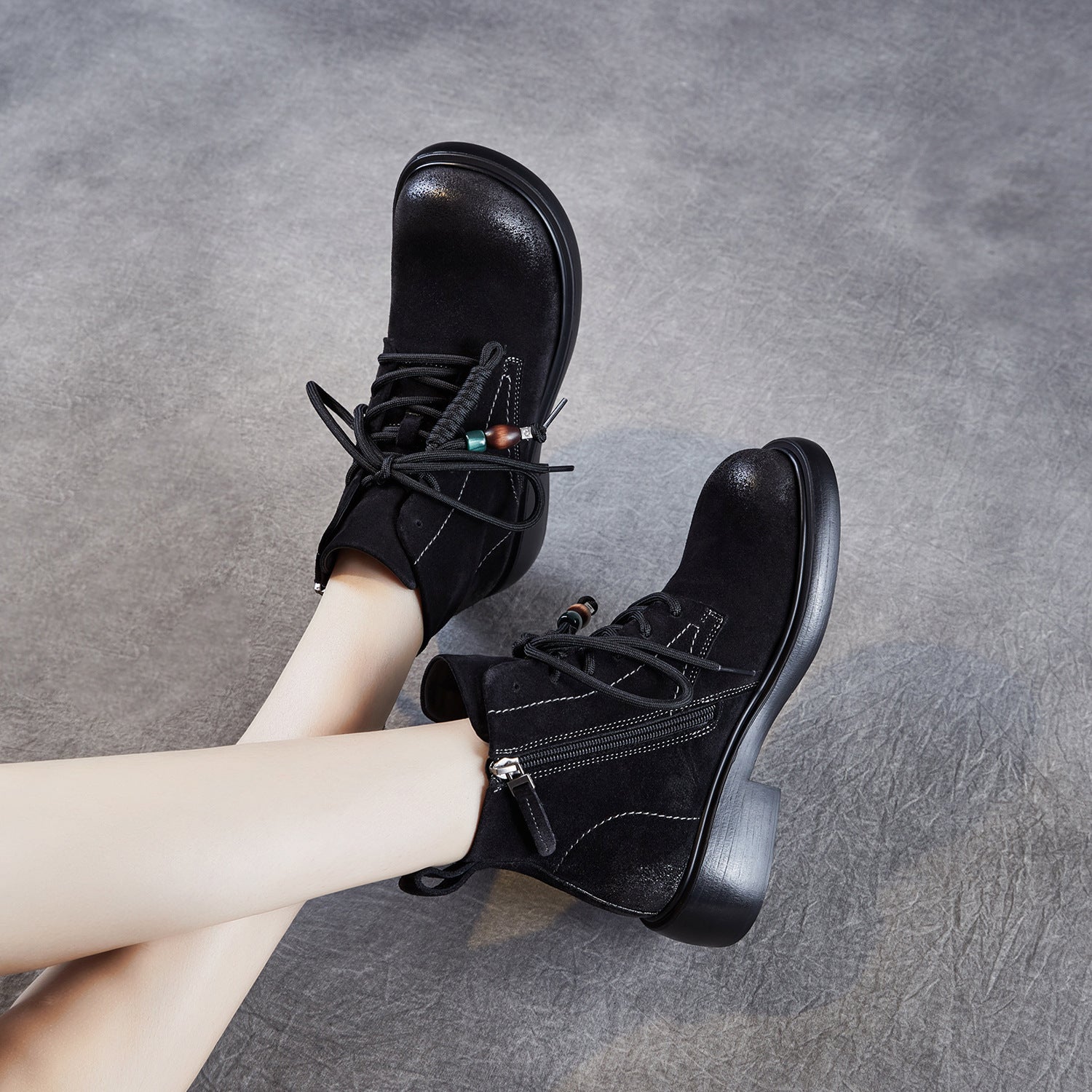 Women's Vintage Plain Suede Ankle Boot-RAIIFY