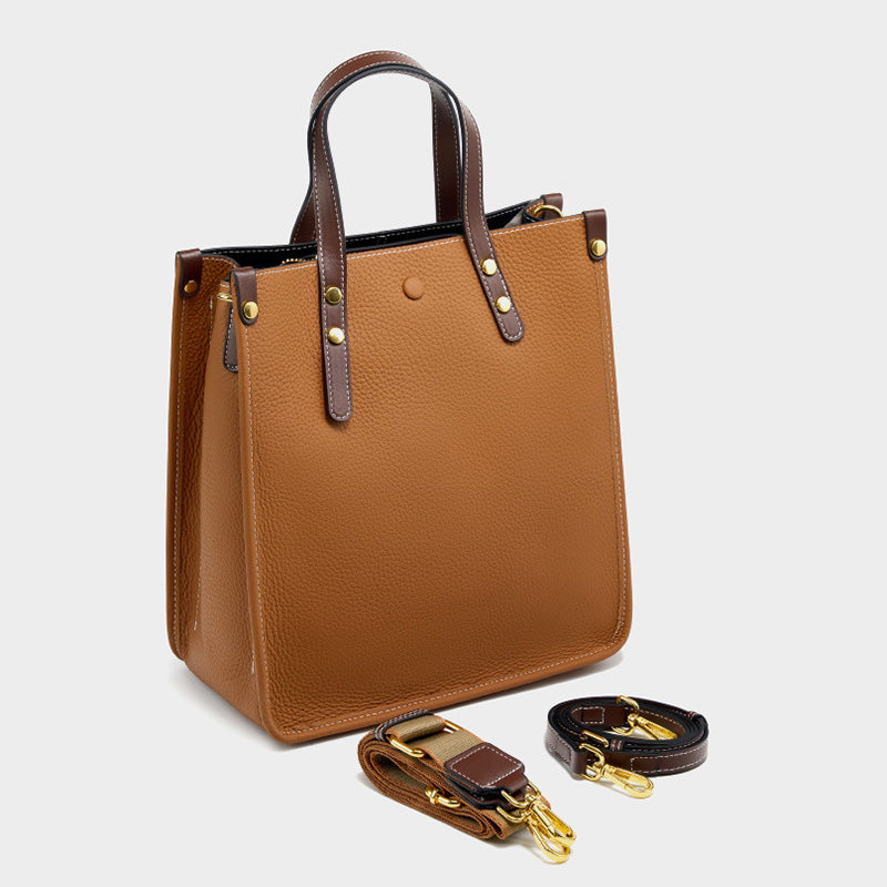 Women's Fashion Leather Vertical Tote Bag-RAIIFY