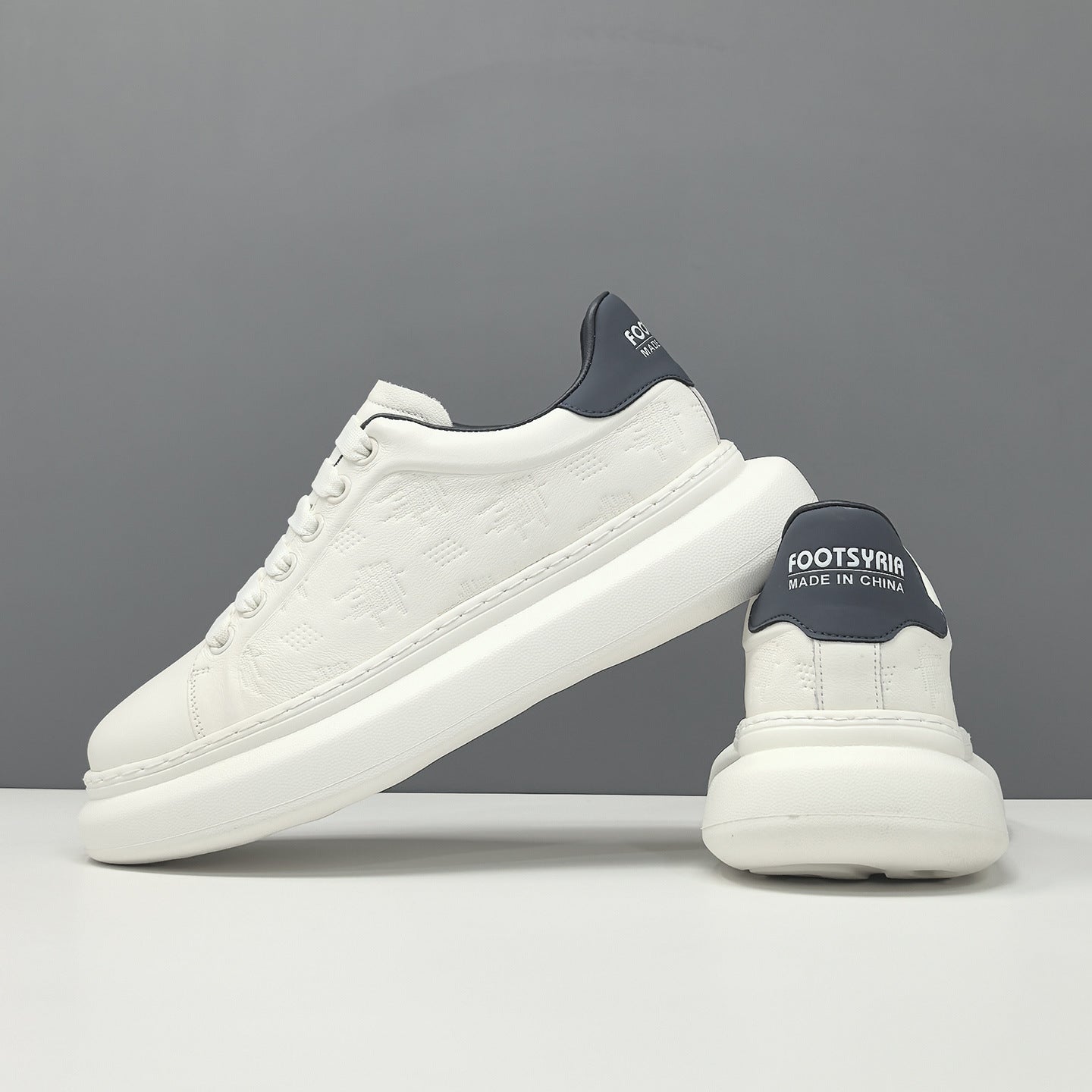 Men's Fashion Embossed Leather Flat Casual Sneakers-RAIIFY