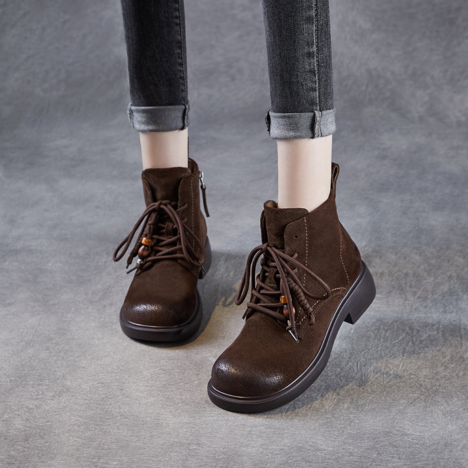 Women's Vintage Plain Suede Ankle Boot-RAIIFY