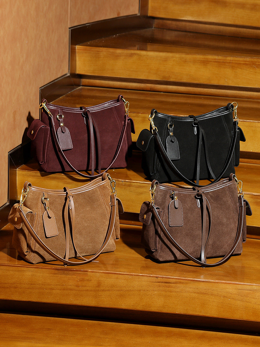 Women’s Suede Leather Retro Shoulder Bag-RAIIFY