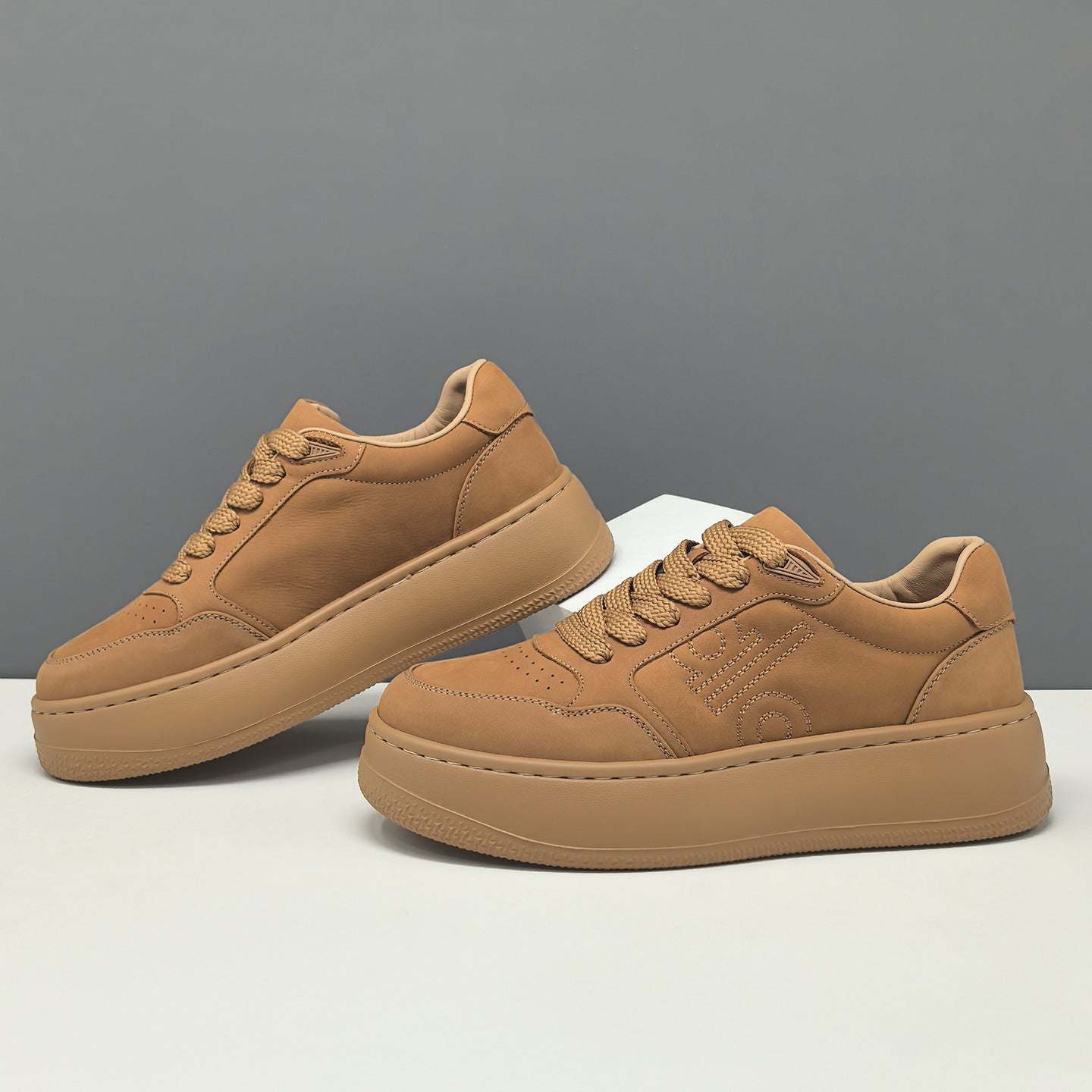 Men's Minimalist Plain Leather Casual Sneakers-RAIIFY