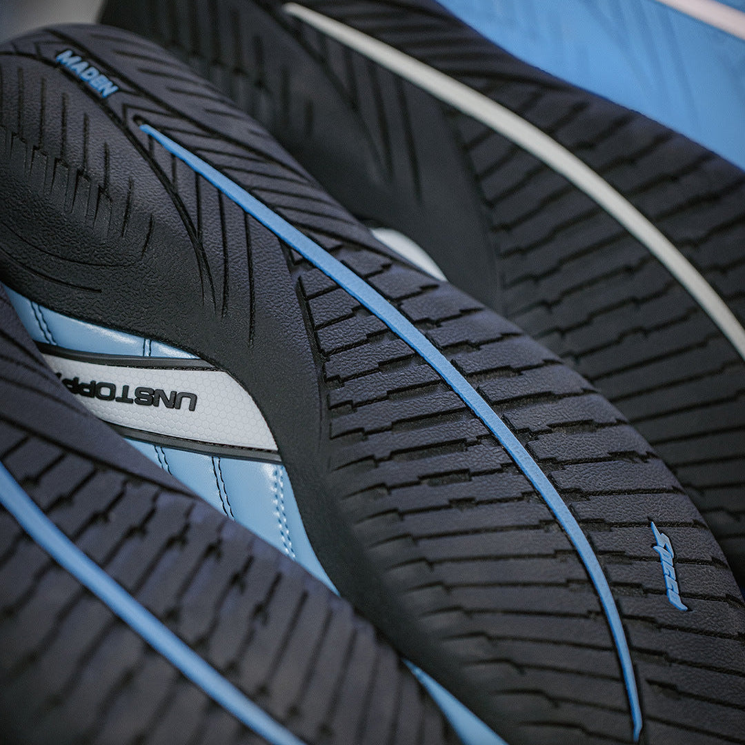 Men's Quilted Leather Blue Low Top Training Sneakers-RAIIFY