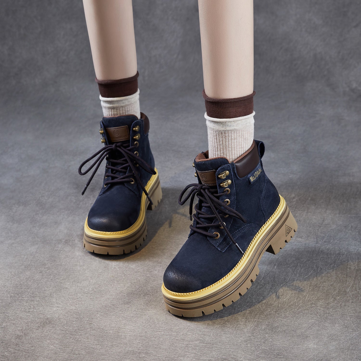 Women's Cowhide Fashion Ankle Motorcycle Boots-RAIIFY