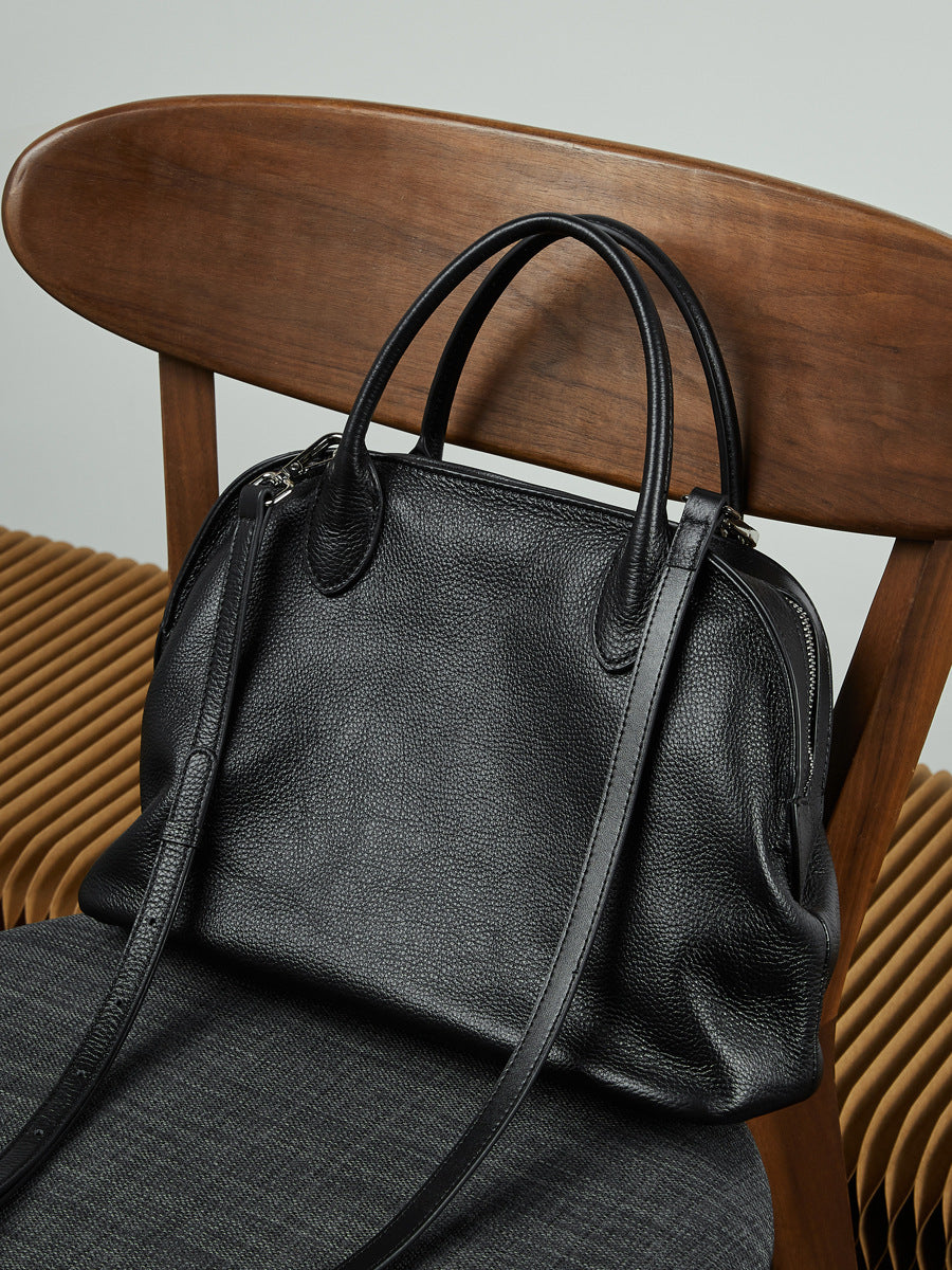 Women's Retro Plain Leather Satchel Bag-RAIIFY