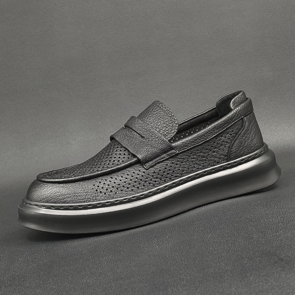 Men Minimalist Breathable Hollow Leather Casual Loafers-RAIIFY