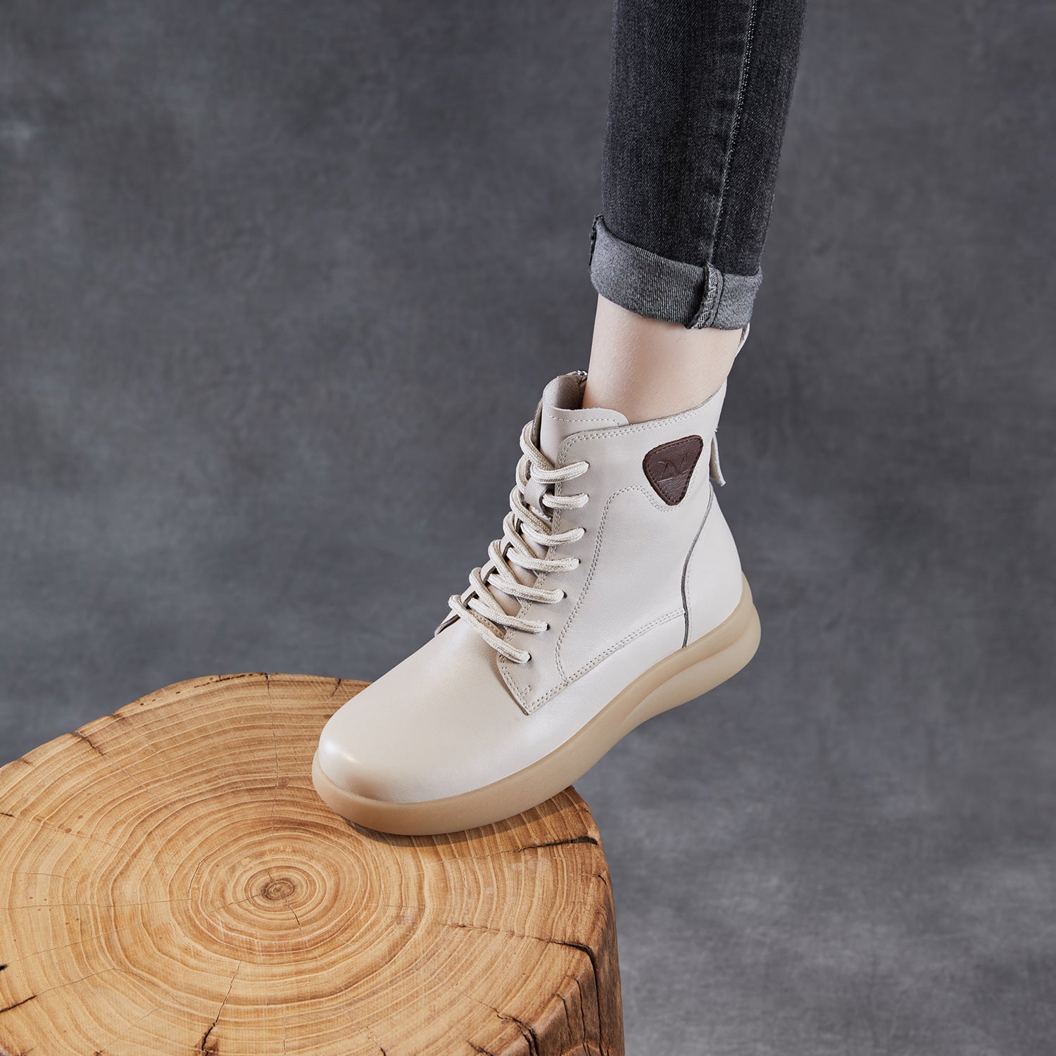 Women's Quilted Leather Flat Casual Ankle Boots-RAIIFY