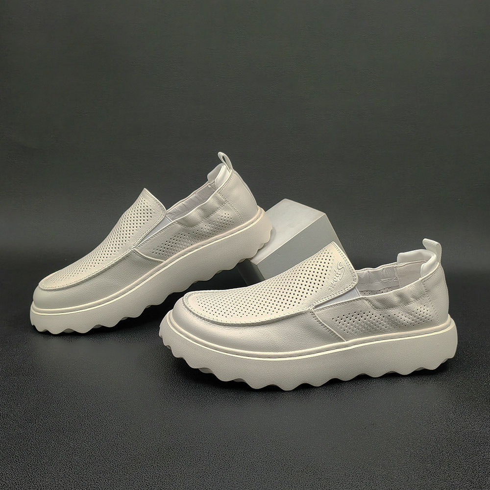Men Summer Breathable Hollow Leather Casual Loafers-RAIIFY
