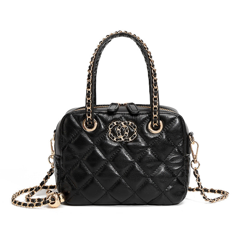 Women's Stylish Quilted Leather Clain Strap Cross Body Bag-RAIIFY