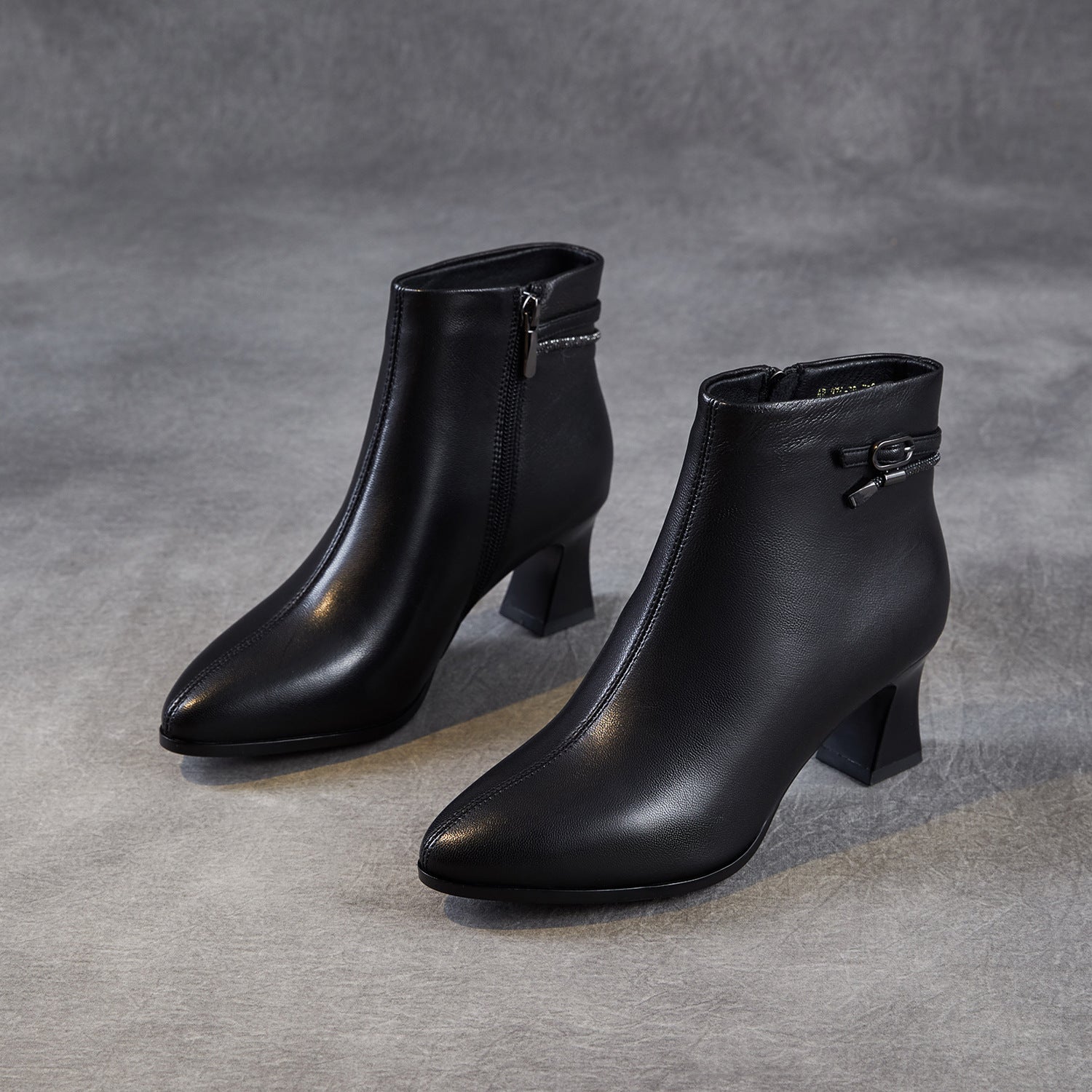 Women's Leather Pointed-toe High Heel Ankle Boots-RAIIFY