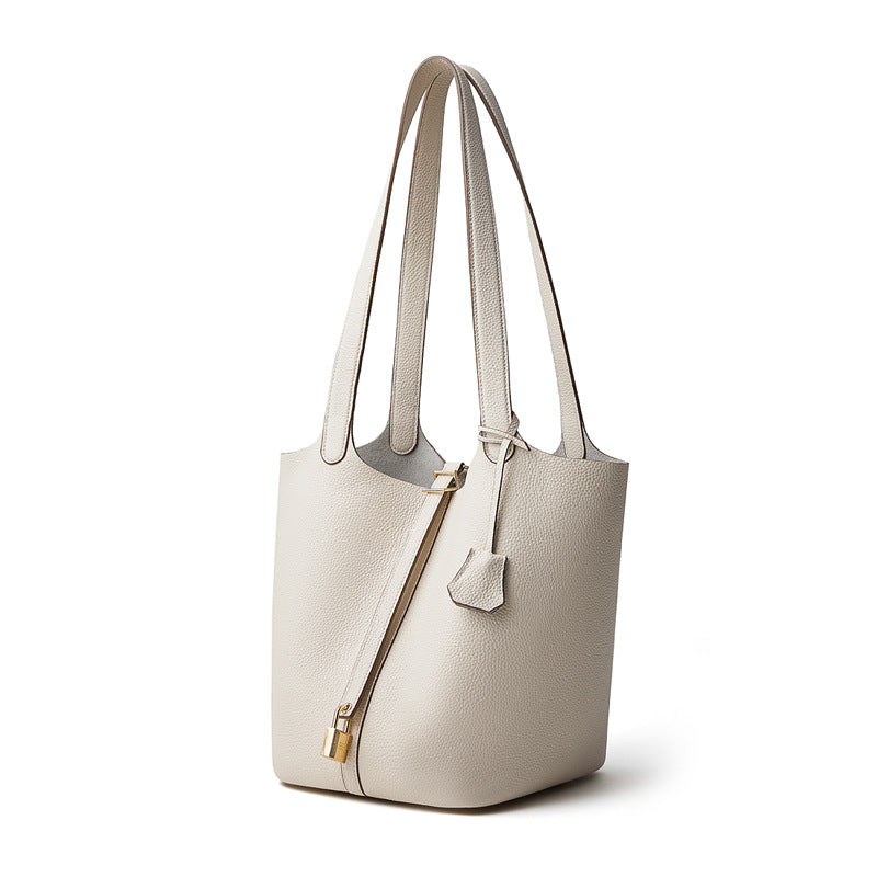 Women's Fashion Plain Leather Bucket Bag-RAIIFY