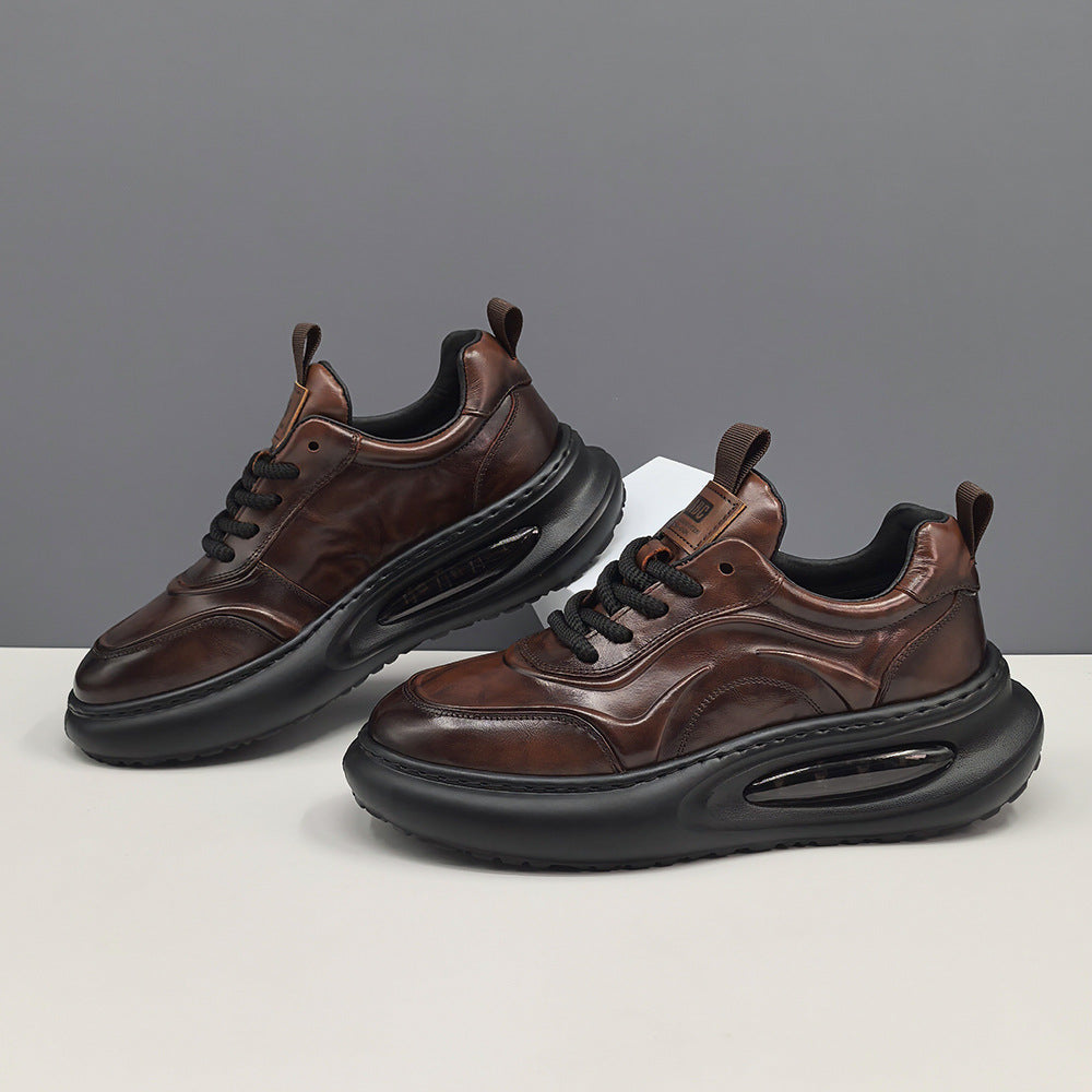 Men Casual Thick Soled Retro Leather Sneakers-RAIIFY