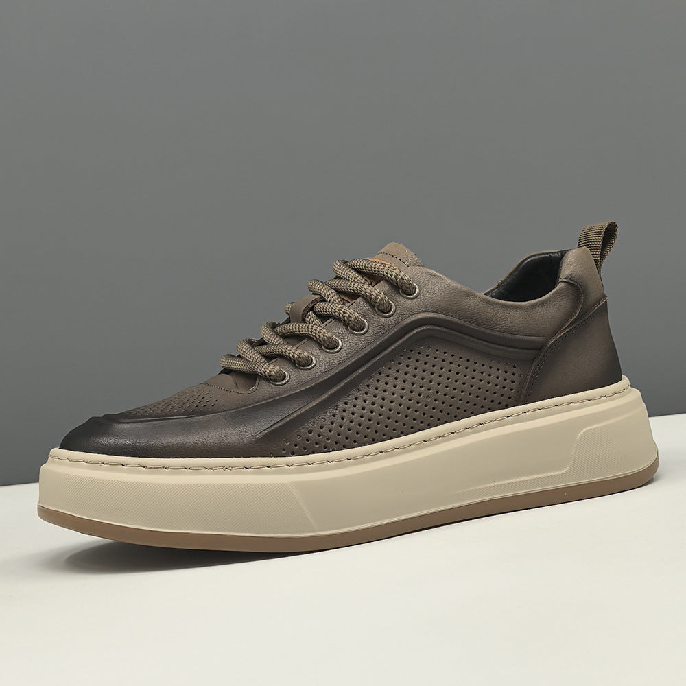 Men‘s Minimalism Breathable Leather Flat Casual Sneakers-RAIIFY