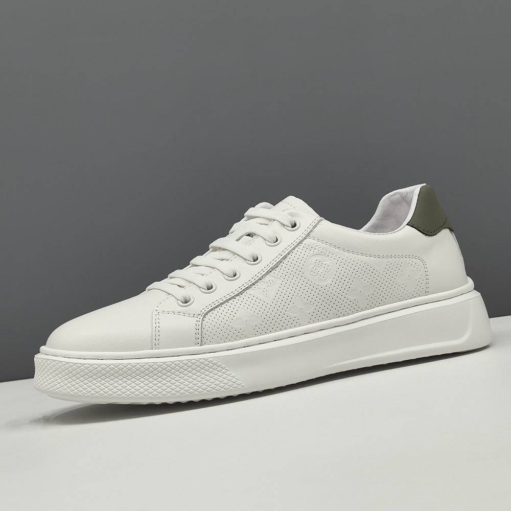 Men Fashion Breathable Leather Elastic Lace Flat Casual Shoes-RAIIFY