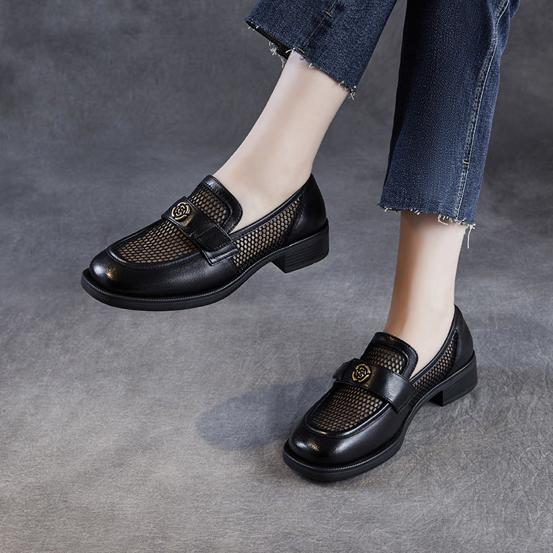 Women Minimalism Hollow Mesh Casual Loafers-RAIIFY