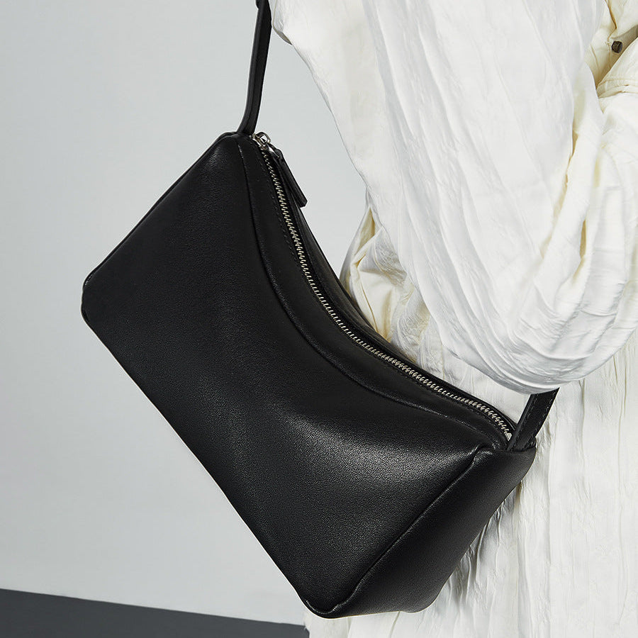 Women's Soft Plain Leather Casual Cross Body Bag-RAIIFY