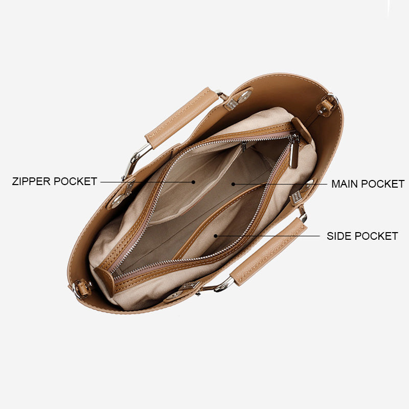 Women’s Minimalist Fashion Cowhide Leather Retro Tote Bag-RAIIFY