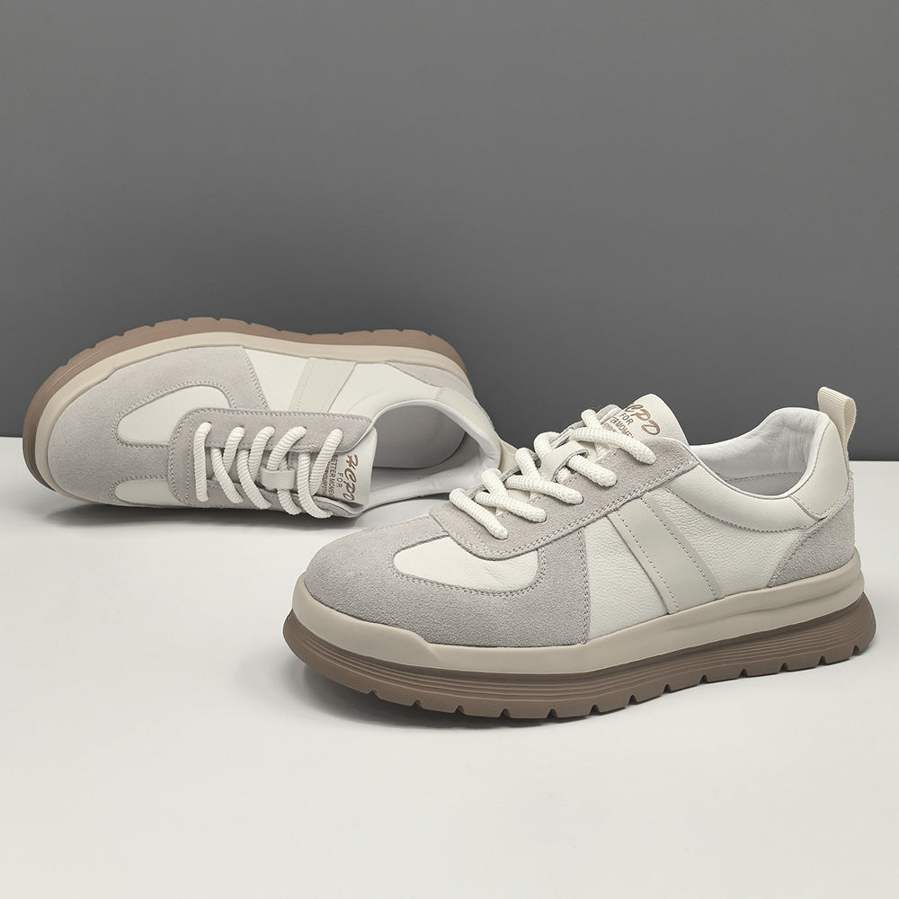 Men Fashion Patchwork Quilted Leather Flat Casual Shoes-RAIIFY