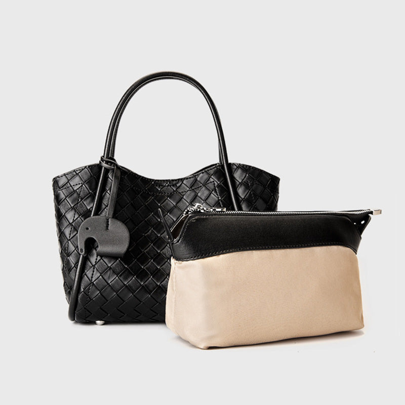 Women’s Retro Woven Leather Casual Tote Bag-RAIIFY