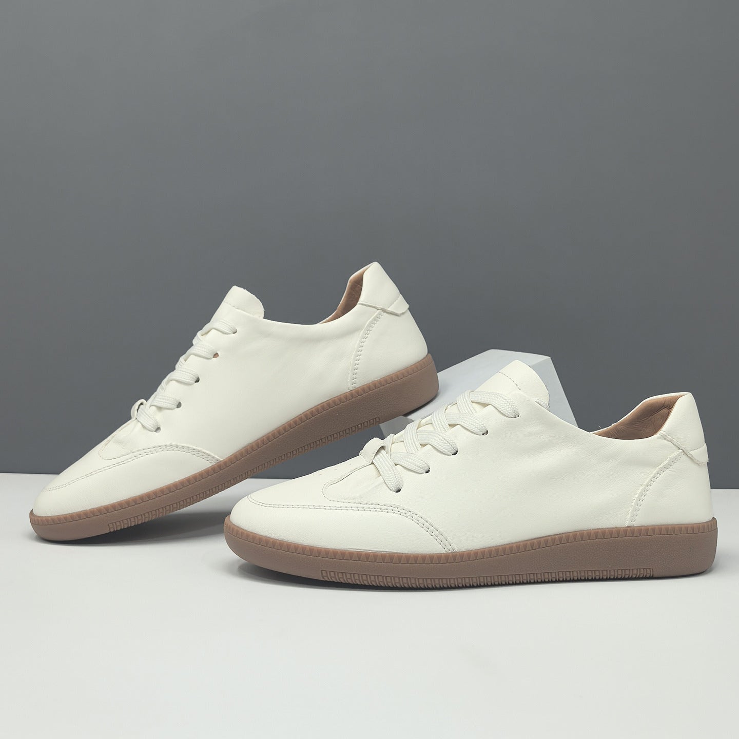 Men's Genuine Leather Minimalist White Casual Shoes-RAIIFY
