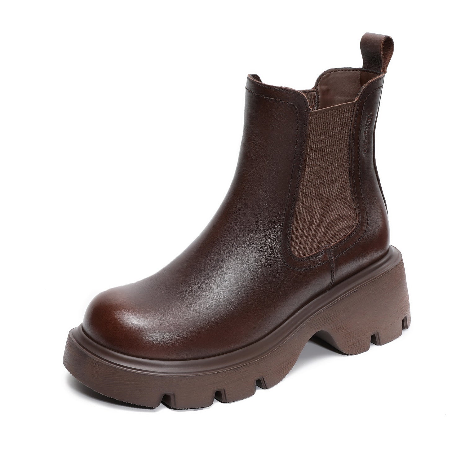 Women's Retro Leather Slip-on Platform Ankle Boots-RAIIFY