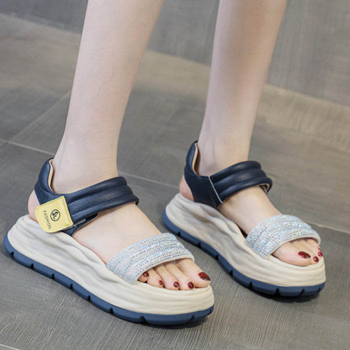 Women's Stylish Leather Summer Casual Velcro Sandals-RAIIFY