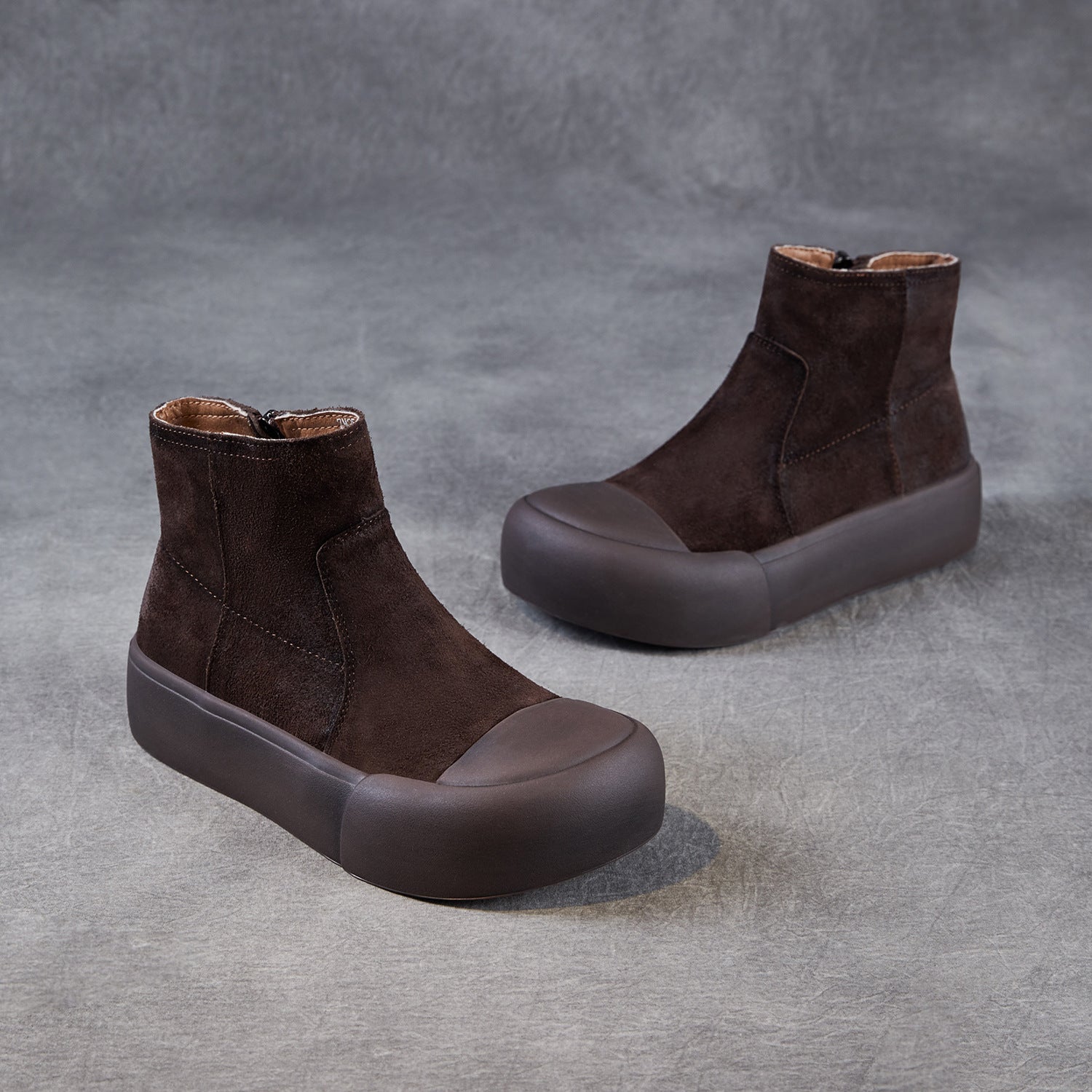 Women's Retro Minimalist Leather Platform Ankle Boots-RAIIFY