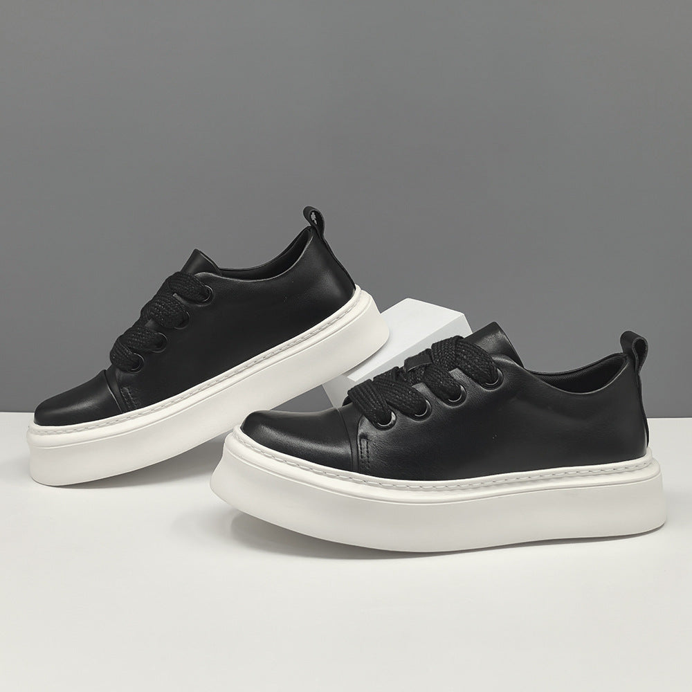 Men Minimalism Plain Cowhide Leather Casual Shoes-RAIIFY