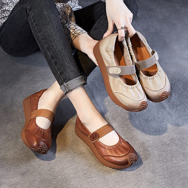 Women Retro Soft Leather Minimalist Causal Shoes-RAIIFY