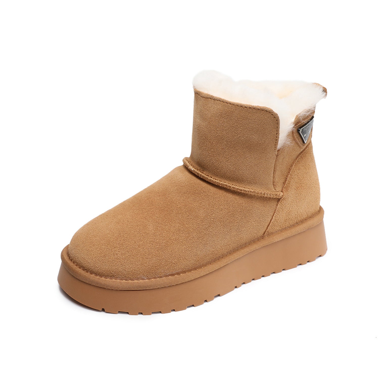 Women's Minimalist Plain Suede Slip-on Snow Boots-RAIIFY