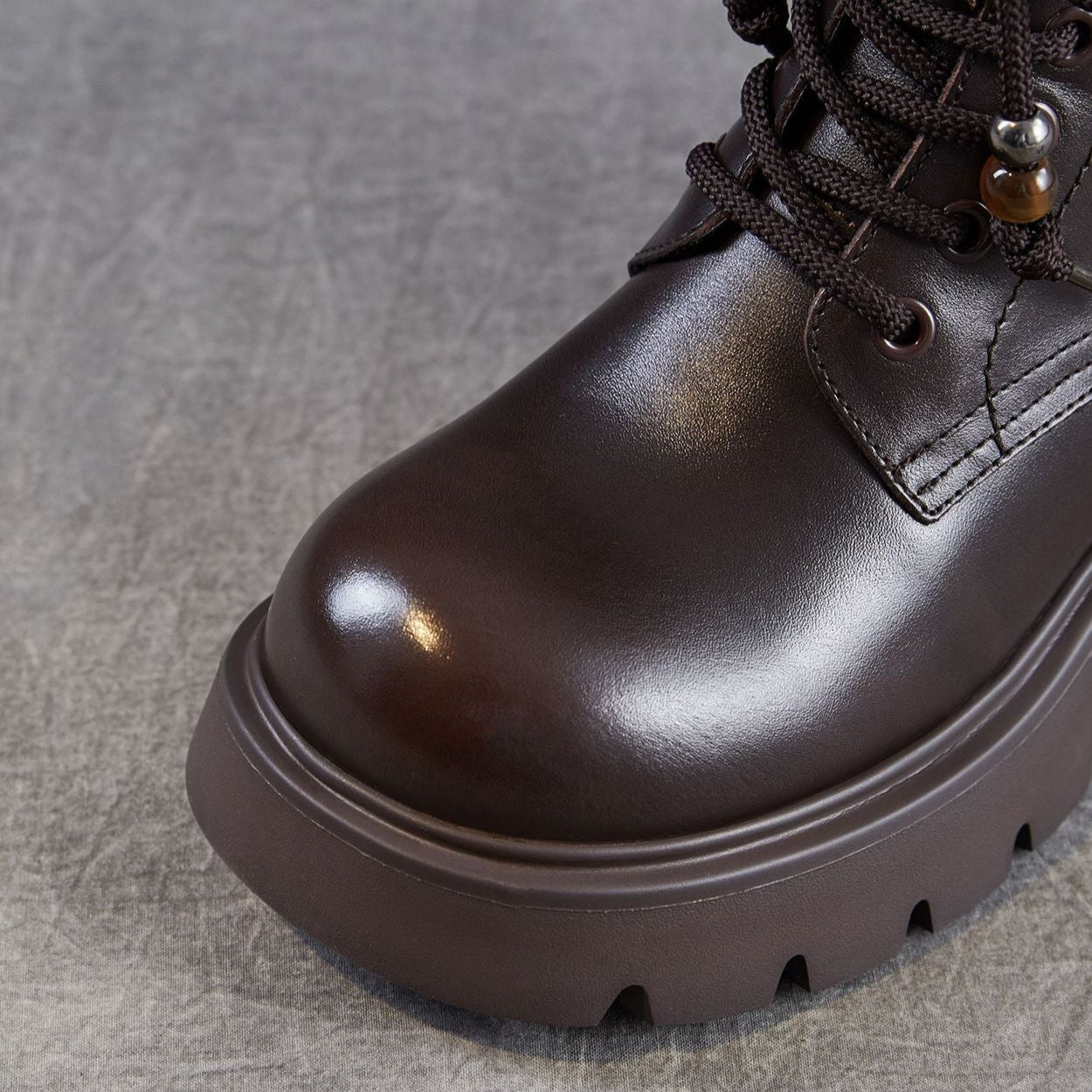 Women's Vintage Leather Chunky Heel Boots-RAIIFY