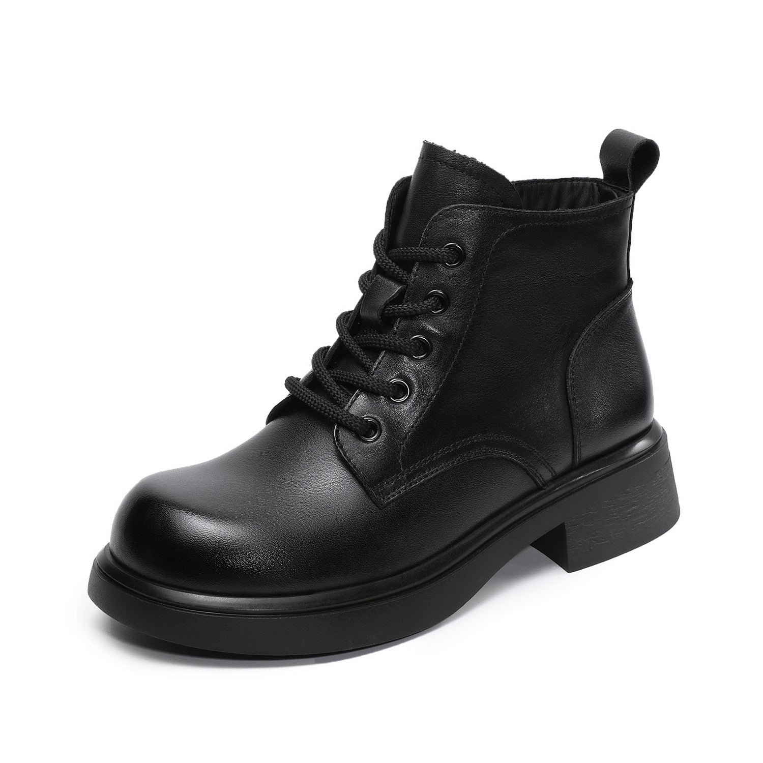 Women's Plain Quilted Leather Casual Ankle Boots-RAIIFY