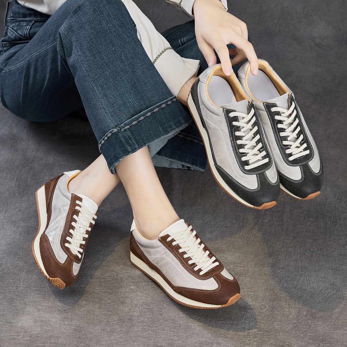 Women's Minimalist Leather Casual Training Shoes-RAIIFY