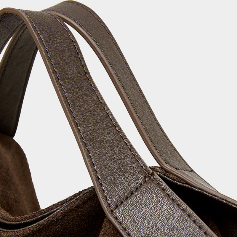 Women’s Suede Leather Retro Bucket Tote Bag-RAIIFY