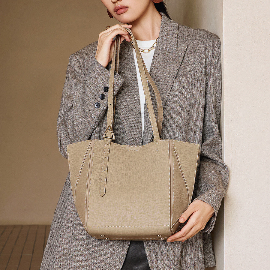 Women’s Fashion Leather Convertible Geometric Tote Bag-RAIIFY