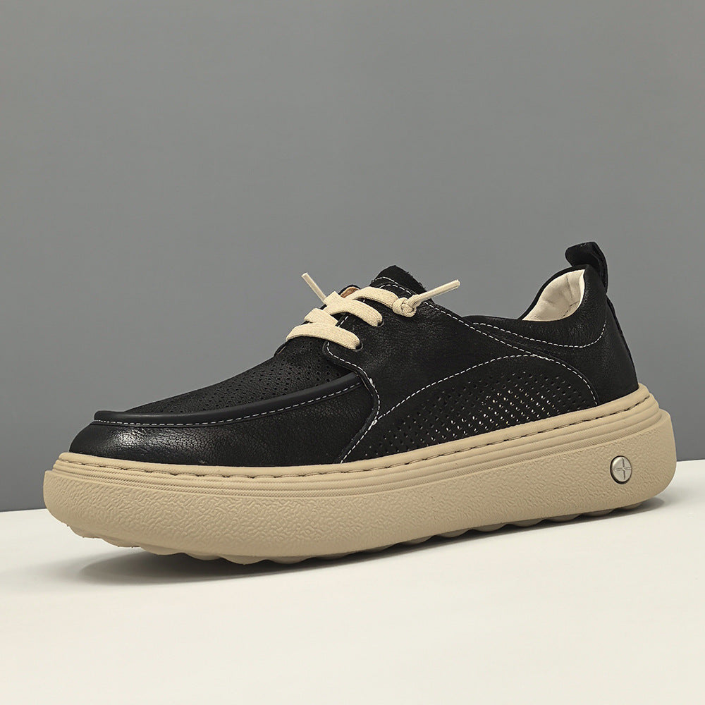 Men Minimalism Plain Breathable Leather Casual Shoes-RAIIFY