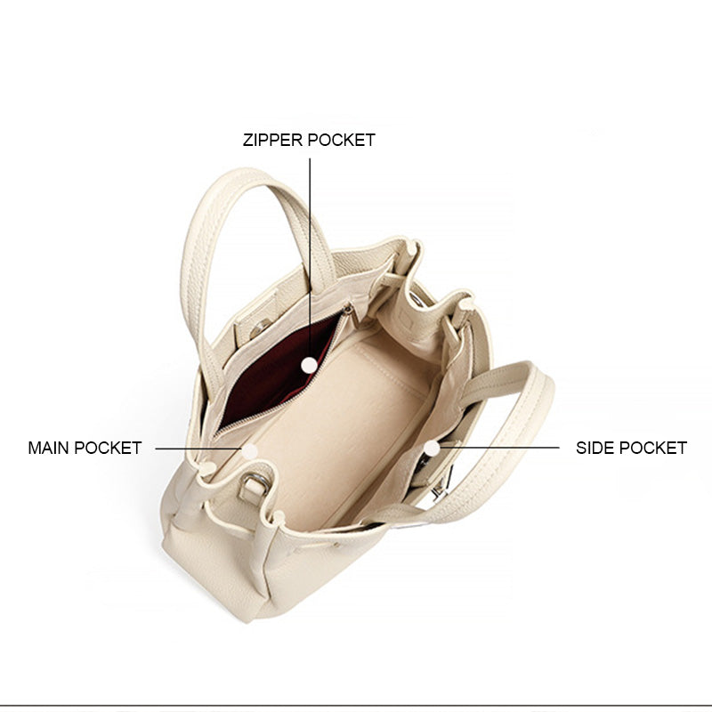 Women's Fashion Plain Leather Satchel Bag-RAIIFY