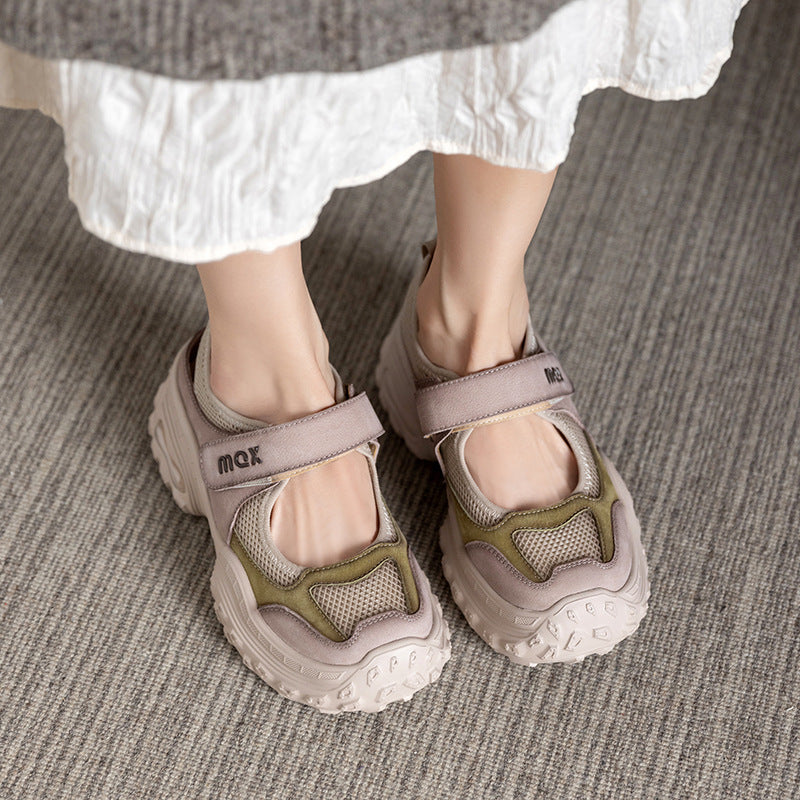 Women's Summer Breathable Mesh Leather Casual Shoes-RAIIFY