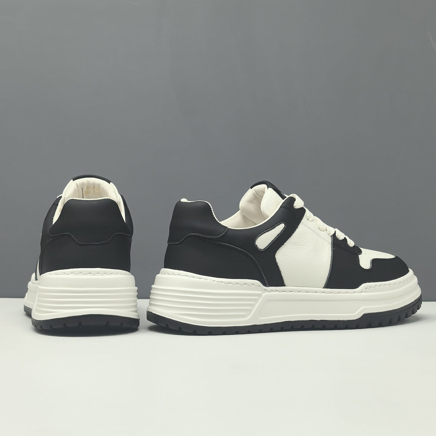 Men's Genuine Leather Color Block Thick Sole Casual Sneakers-RAIIFY
