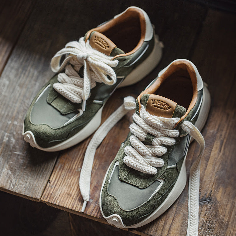 Men's Fashion Patchwork Leather Breathable Casual Sneakers-RAIIFY