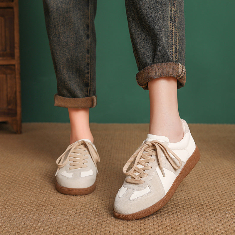 Women Retro Quilted Leather Flat Casual Sneakers-RAIIFY