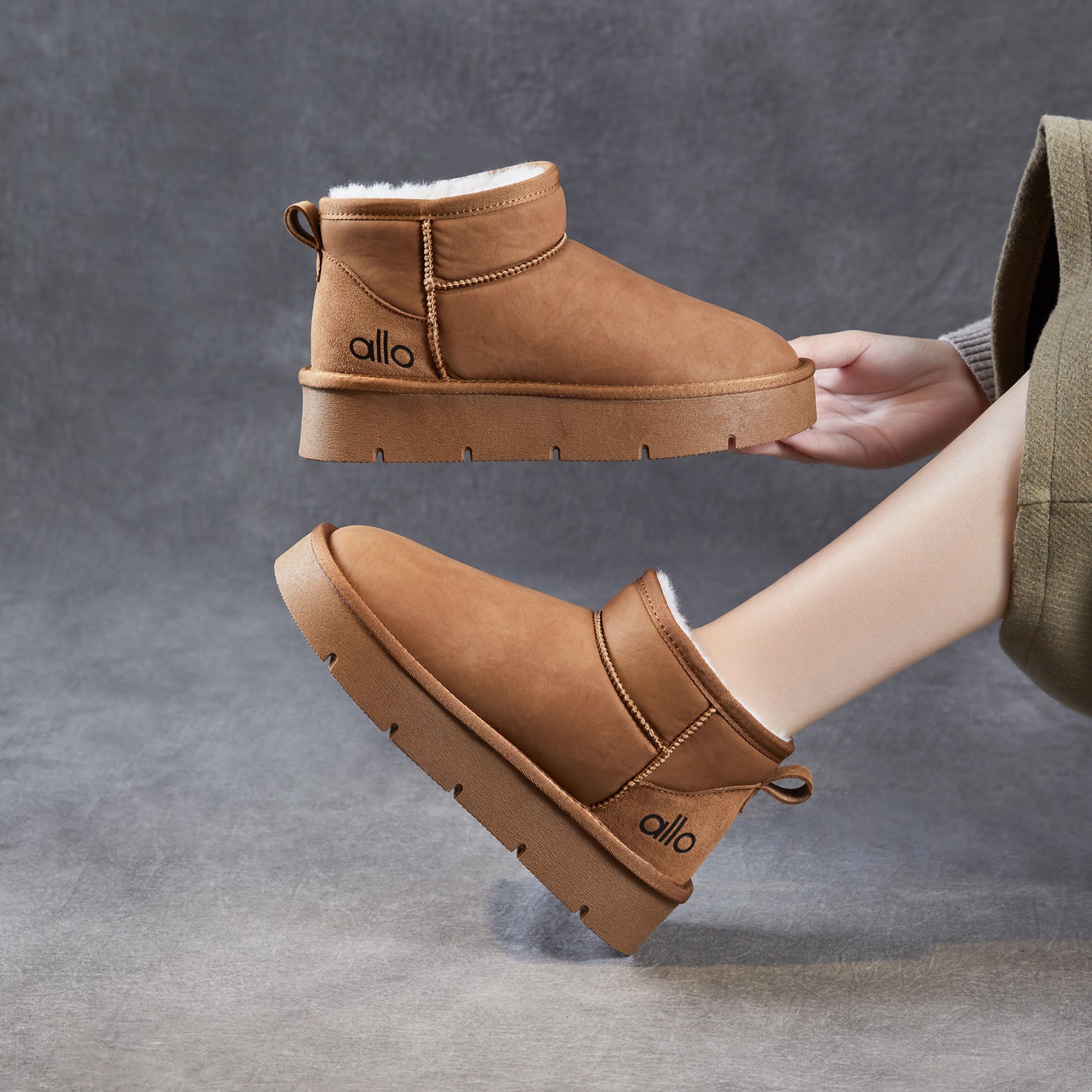 Women's Winter Furred Suede Flat Ankle Boots-RAIIFY