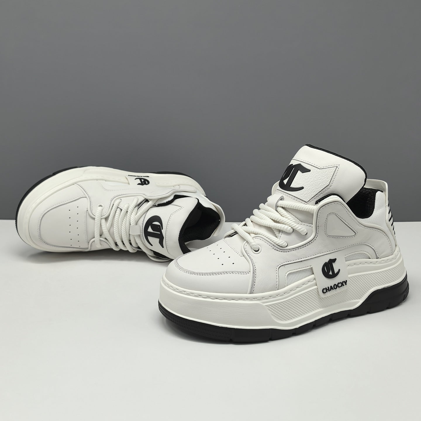 Men's Fashion Breathable Leather High Top Sneakers-RAIIFY