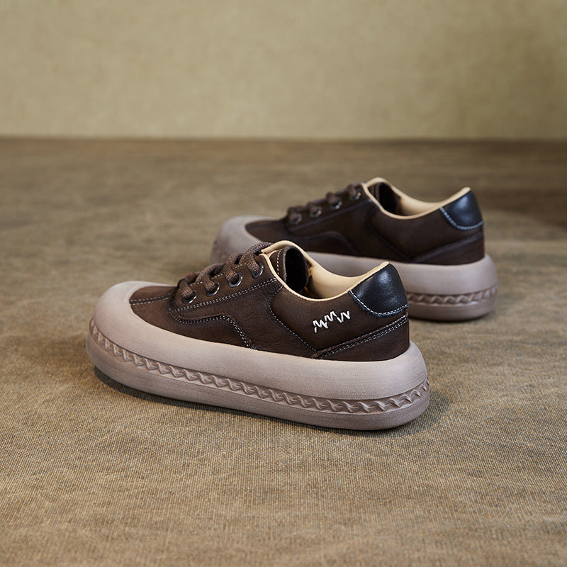 Women Fashion Quilted Plain Leather Flat Casual Shoes-RAIIFY