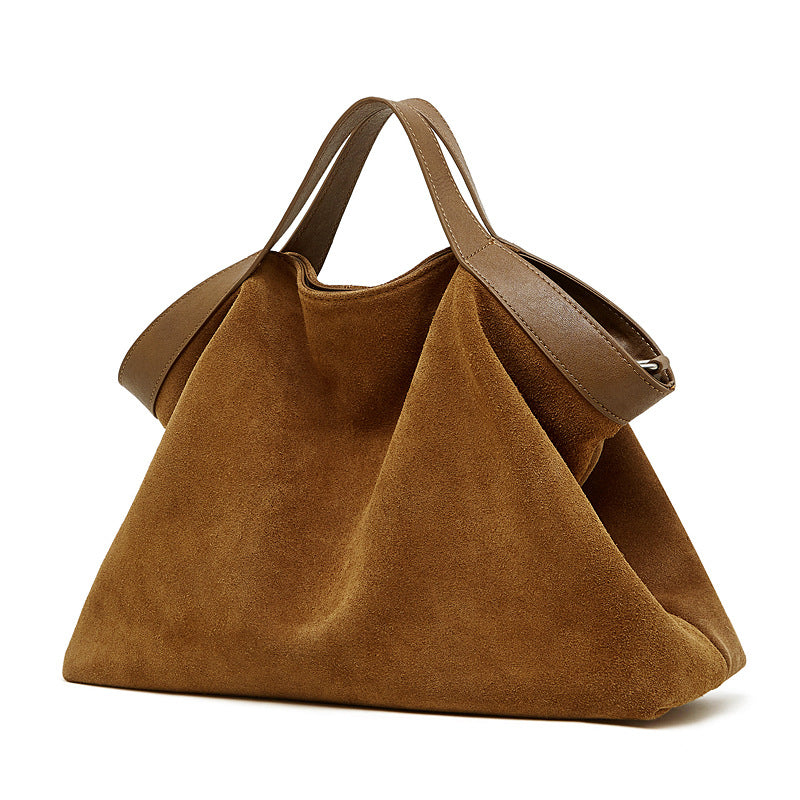 Women’s Suede Leather Retro Bucket Tote Bag-RAIIFY
