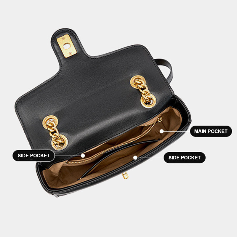 Women Stylish Chain Strap Leather Casual Bag-RAIIFY